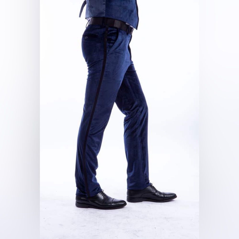 New Bryan Michaels Blue Velvet Tuxedo Dress Pants